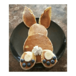 Bunny butt pancake recipe for Easter breakfast with kids. Surprise the family with a cute breakfast or brunch idea.
