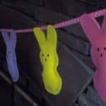 This quick and easy no-sew Peeps decoration is going to be one of your favorite crafts this Easter! It is so simple to make and comes with a free printable template and tutorial. Make the banner or use the free printable pattern to create your own Easter craft ideas.