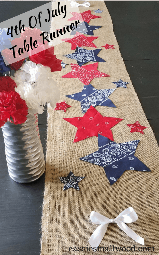 Your party guests will fall in love with this 4th of July table runner. This easy and cheap DIY 4th of July party decoration will help you create a beautiful table display for your 4th of July party.