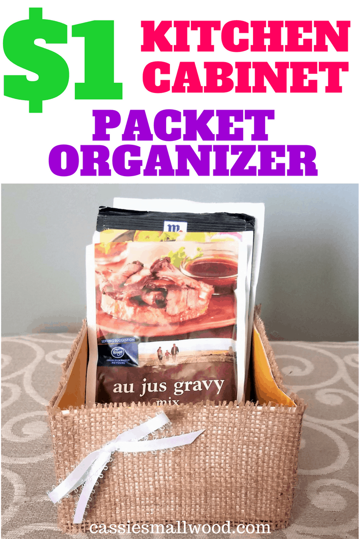This made my kitchen cabinets so organized and clutter free! I get so tired of the packets everywhere. This DIY Packet Organizer will make kitchen organization a breeze!
