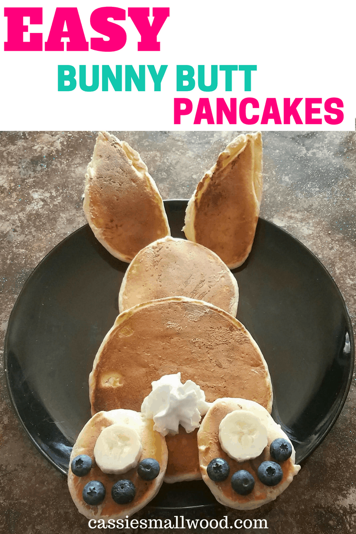 OMG! My kids loved these bunny butt pancakes! This is such a cute Easter idea for kids! It's so simple to make. Quick breakfast idea for Easter if you have kids or toddlers. I'm always looking for fun Easter ideas for kids. This is the place
