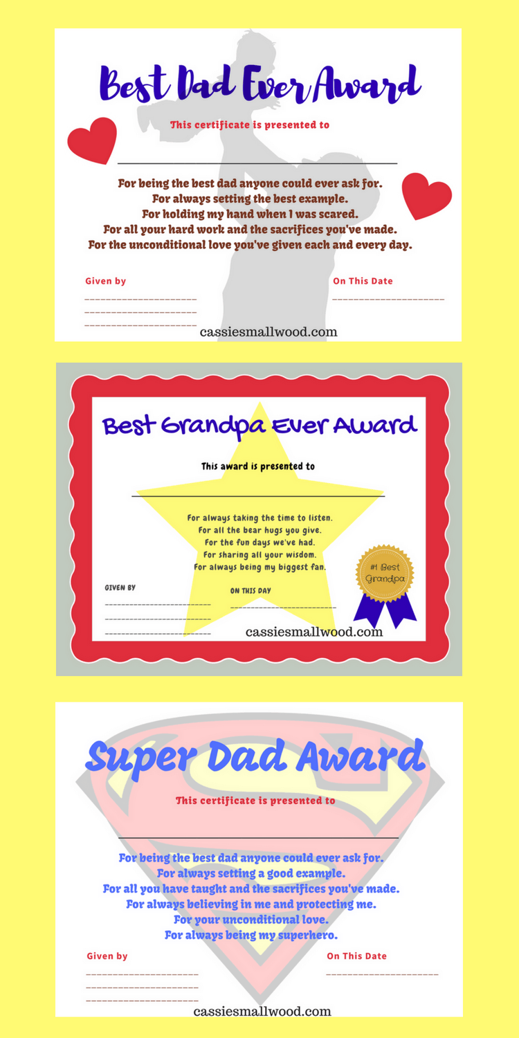 Download Printable Father S Day Certificates Of Appreciation Gifts For Dad Grandpa Cassie Smallwood