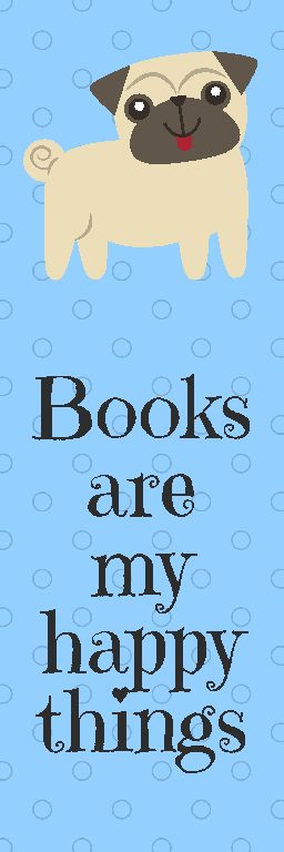 Free Printable Blue Pug Bookmark - Cassie Smallwood