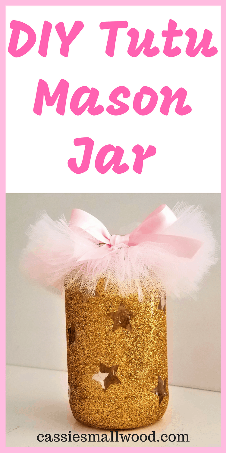 These tutu mason jars are perfect for your princess or ballerina birthday party or a twinkle twinkle little star or wish upon a star baby shower. Easy cheap diy decorations for girls who love pink and gold!