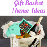 10 fun themed gift basket ideas that are great for raffle prizes, silent auctions, friends, teacher appreciation, moms for Mother's Day, dads for Father's Day, birthday parties, bridal showers, college care packages. Unique theme ideas for Christmas for a couple or family and for women or men. These clever gift basket theme ideas make cute gifts for coworkers or thank you presents as well as wedding and housewarming gifts.