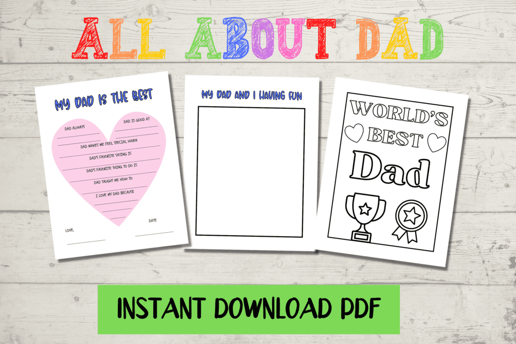 all about dad printables and coloring page
