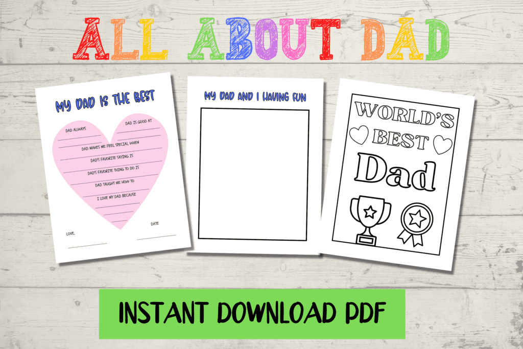 All About My Papi Kid Questionnaire INSTANT DOWNLOAD Fathers 