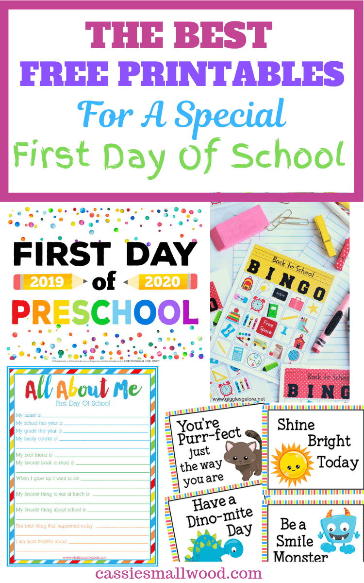 These are the best back to school free printables to celebrate kids first day of school whether they are in elementary school or preschool. You'll find cute and fun ideas for parents and teachers for activities and photo props. All about me, coloring pages, lunch notes, signs, banners, games, and routine schedules to welcome the new school year. Great for the classroom or at home.