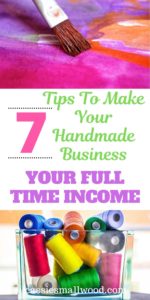 Make a full time income on Etsy and Amazon Handmade from home. Ideas and tips to make money with an Etsy shop or boutique. Thoughts for an entrepreneur for starting a simple online handmade business. Marketing, selling, SEO tips and more for selling crafts. #sellingonetsy #etsysellertips