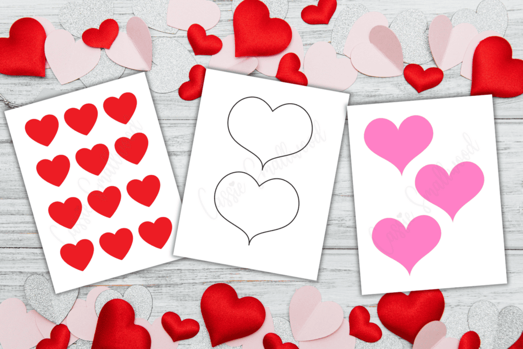 free printable heart templates in different sizes and colors