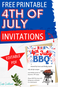 Free printable July 4th invitations red white and blue fillable pdf