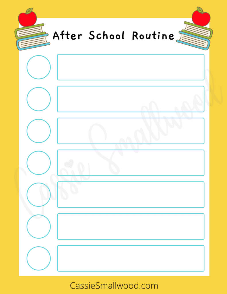 after school kids daily routine chart