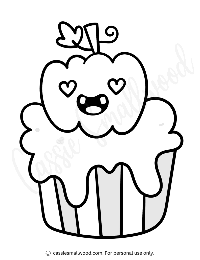 Cupcake and jack-o-lantern coloring page free printable pdf pumpkin coloring sheet Halloween