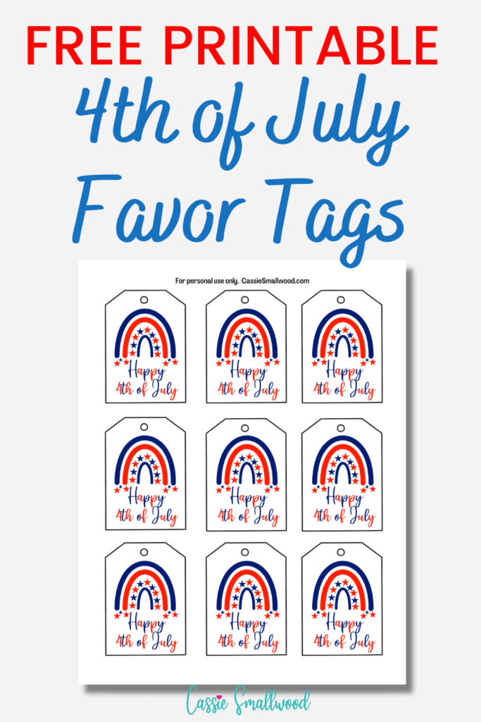 Free printable 4th of July favor tags red white and blue flag stars and stripes rainbow