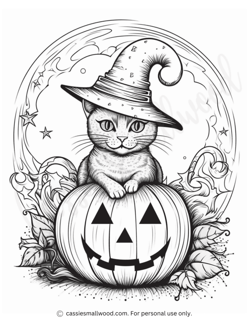 Halloween pumpkin coloring picture free printable pdf jack o lantern coloring sheet to print out cat and pumpkin coloring page