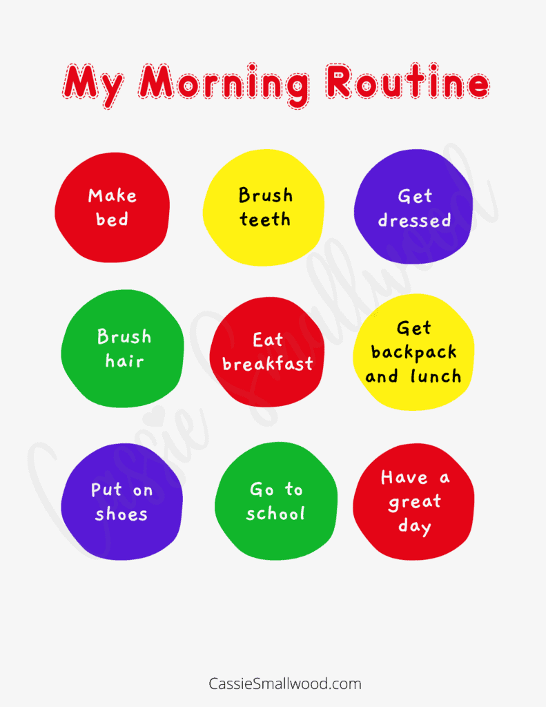 morning routine chart for kids