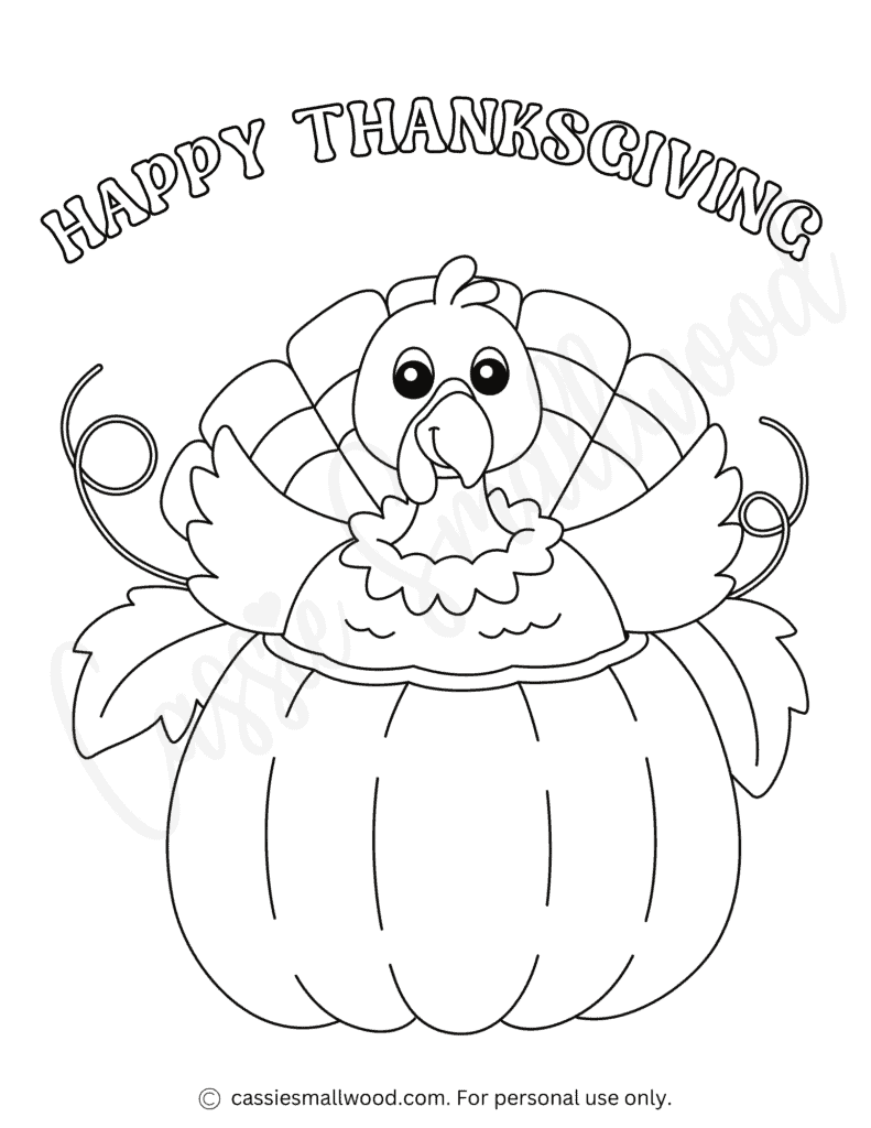 Thanksgiving Pumpkin Coloring Page - Cassie Smallwood
