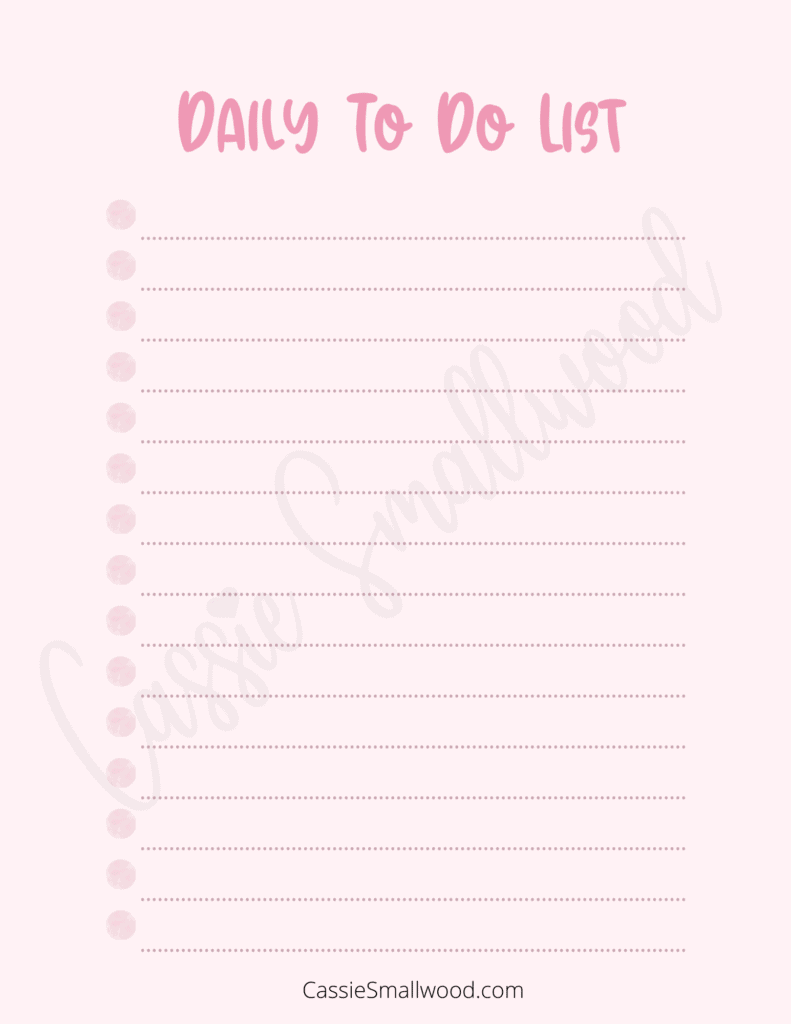 pink daily to do checklist