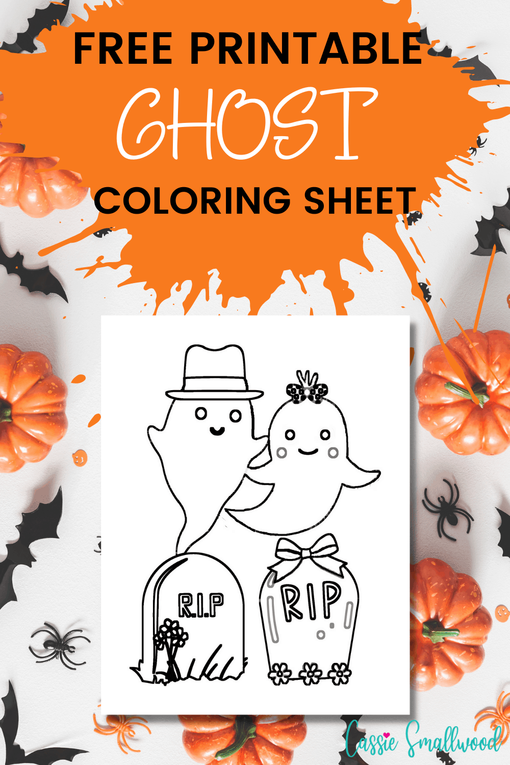 Cute ghost coloring sheet for kids free printable