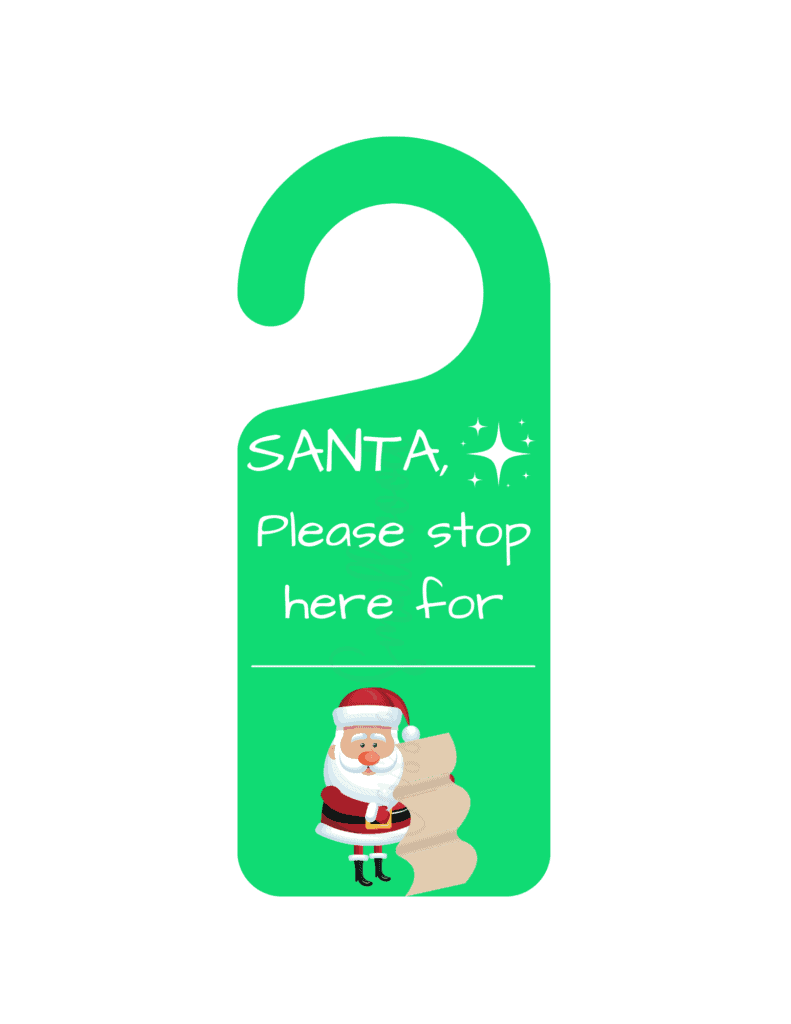 Personalized Santa please stop here free printable Christmas door hanger
