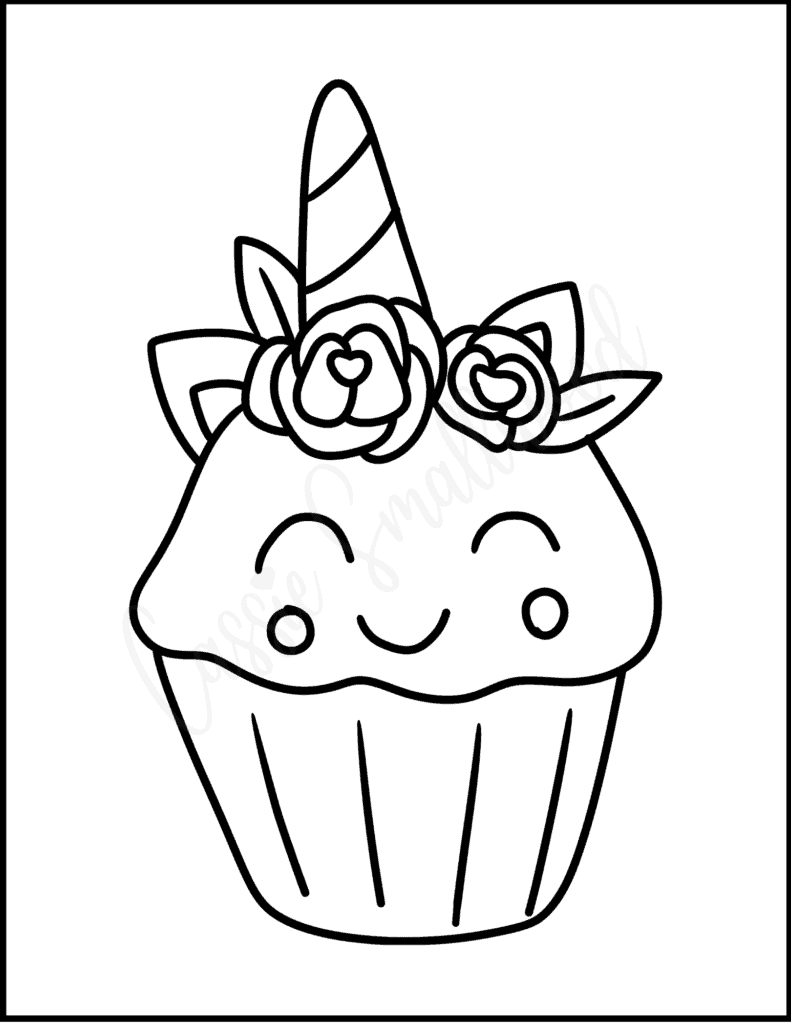 7 Cute Unicorn Cupcake Coloring Pages ~ Cassie Smallwood