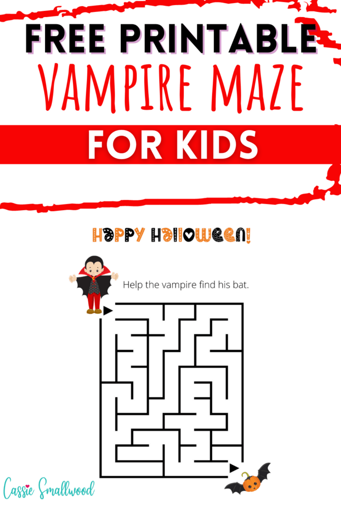 Free printable vampire maze puzzle for kids