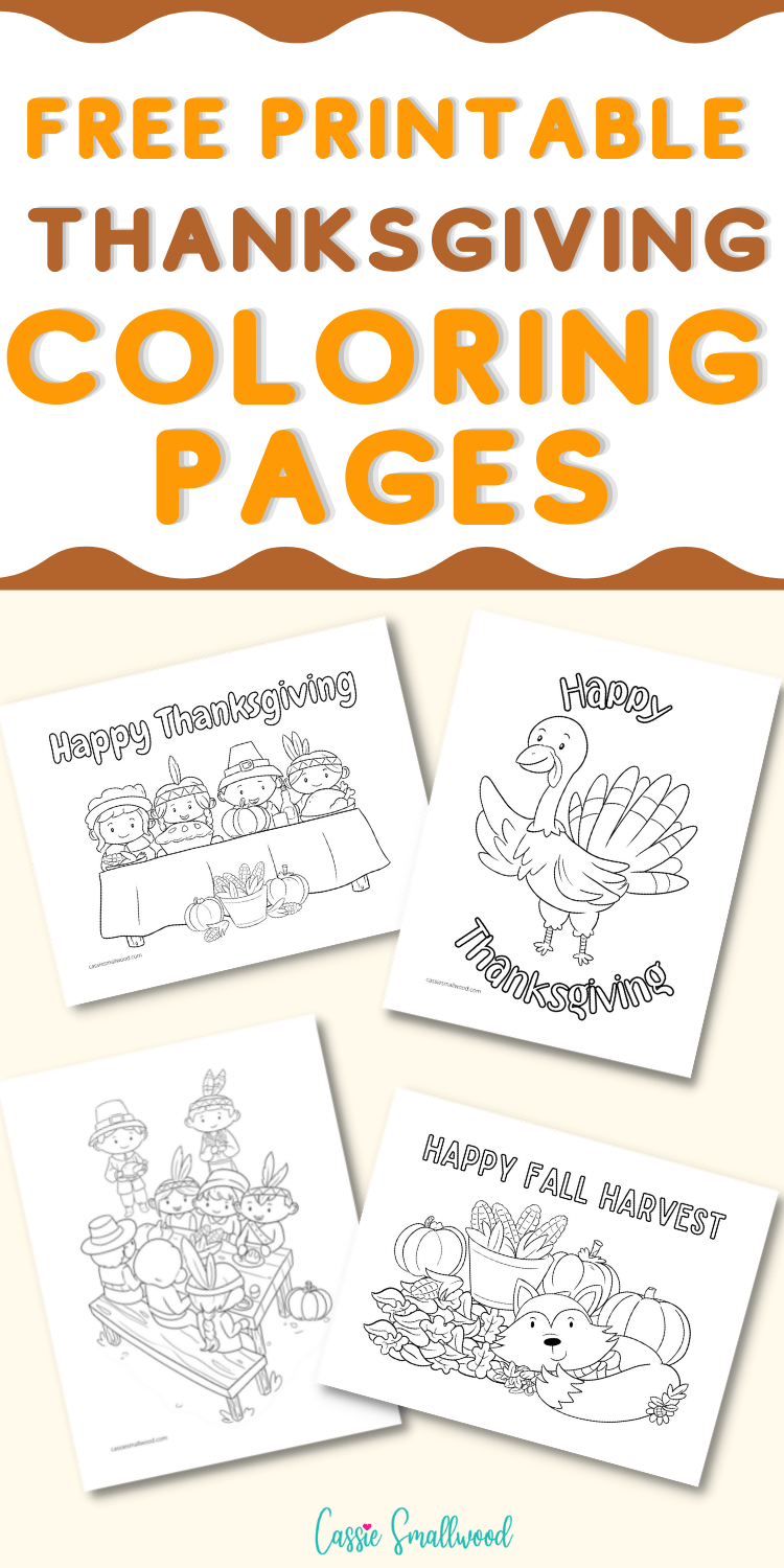 Cute Happy Thanksgiving Coloring Pages (Free Printable)