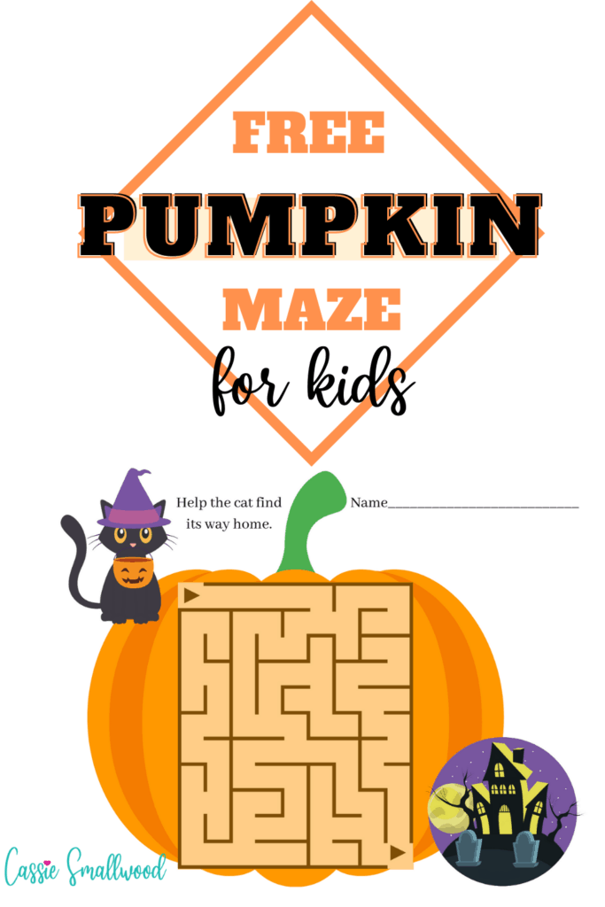 Free pumpkin maze for kids halloween activity page