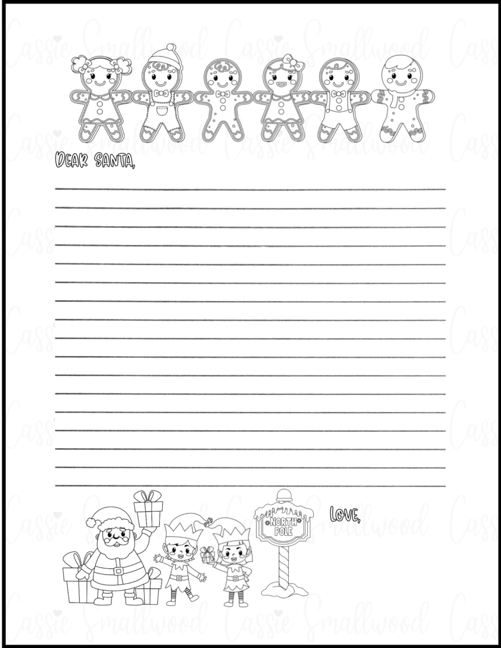 4 Coloring Letter To Santa Templates - Cassie Smallwood