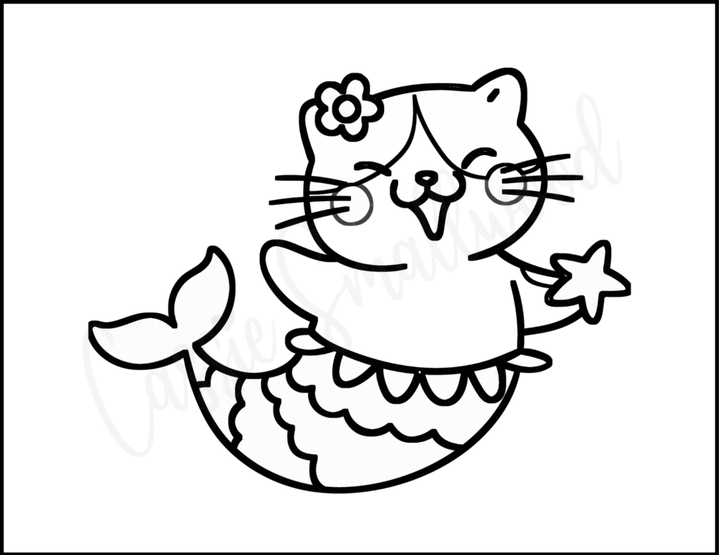 Cute Mermaid Coloring Pages For Kids - Cassie Smallwood