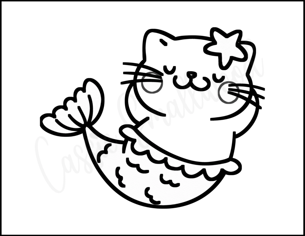 18+ Cat Mermaid Coloring Pages