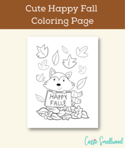 Cute Fox With Fall Leaves Happy Fall Coloring Page