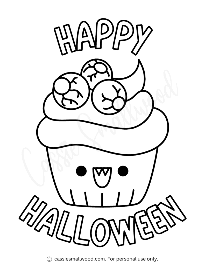 Easy Cute Halloween Coloring Page Cassie Smallwood