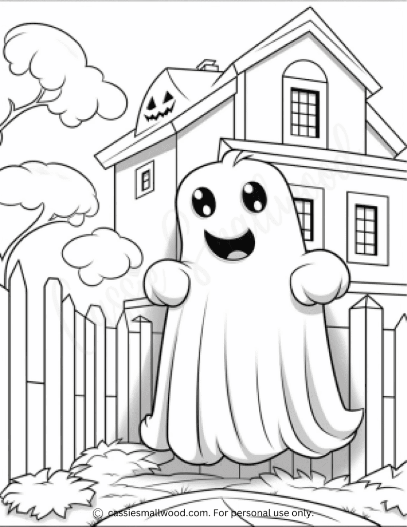 free printable ghost coloring sheet pdf Halloween coloring page for kids cute ghost picture to color in