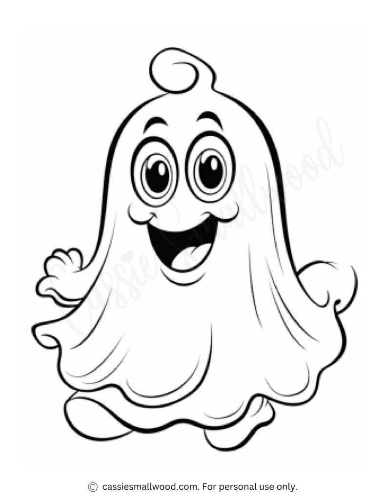 Large ghost coloring page free printable pdf Halloween coloring sheet for kids cute ghost picture to colour in