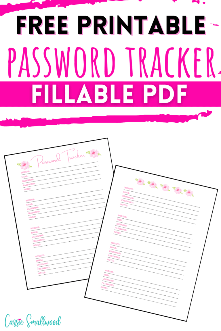 Free Pretty Password Tracker PDF