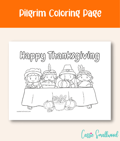 Happy Thanksgiving Pilgrim Coloring Page