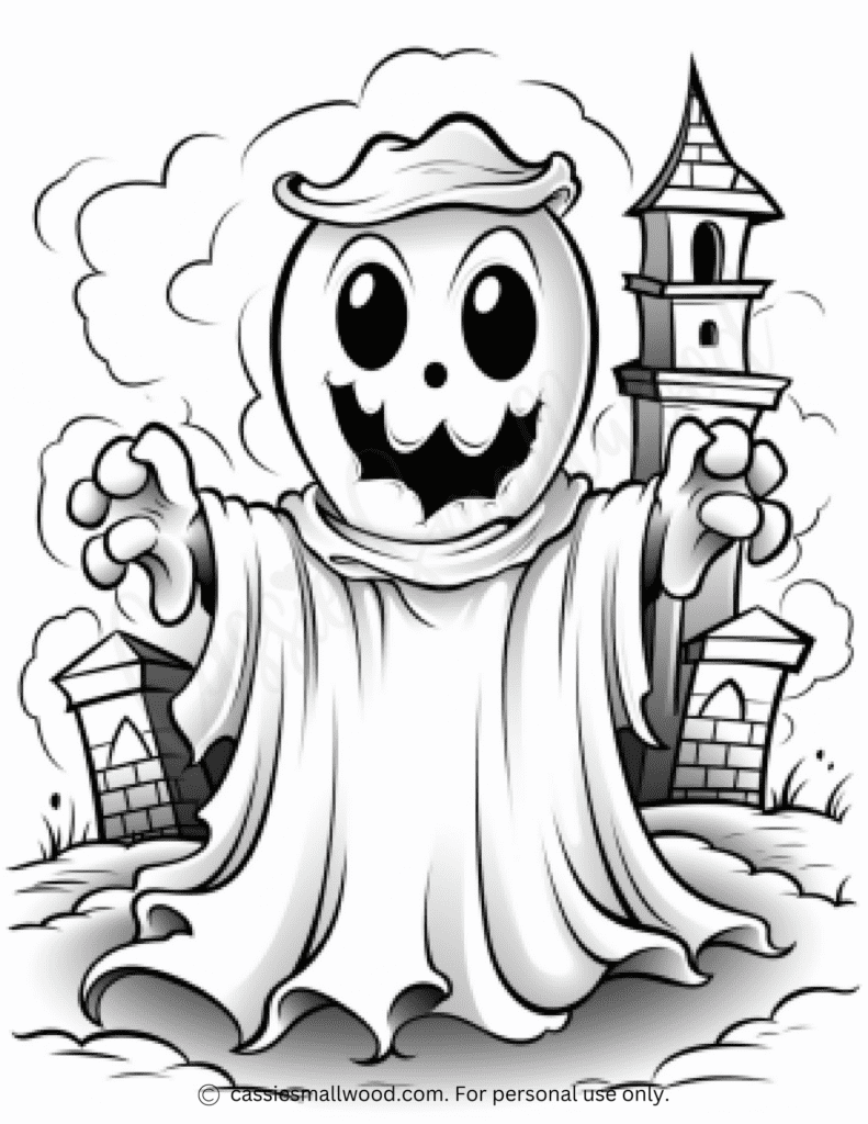 scary pumpkin ghost coloring page free printable pdf Halloween coloring sheet ghost colouring picture for kids