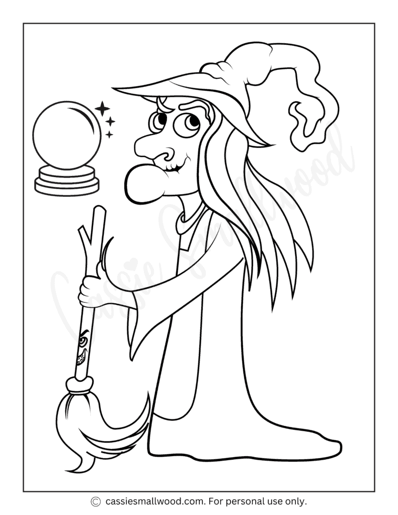 Spooky Witch Coloring Page - Cassie Smallwood