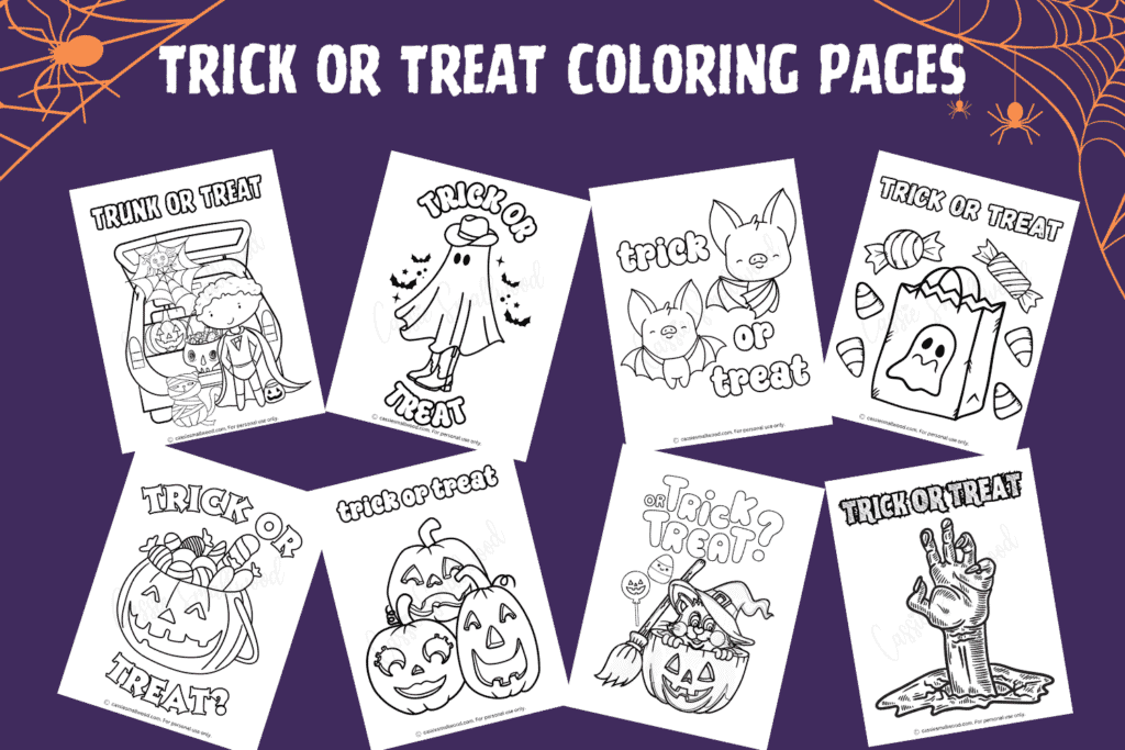 free printable trick or treat coloring pages for kids