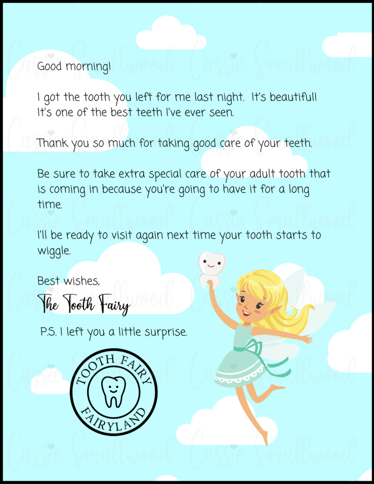 Tooth Fairy Letter Template Girl Free