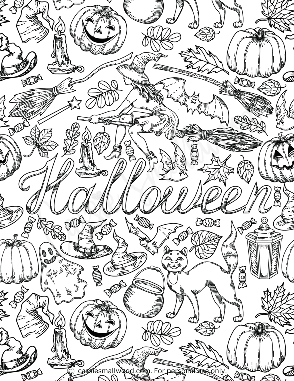 Witchy Coloring Page For Adults And Older Kids Cassie Smallwood