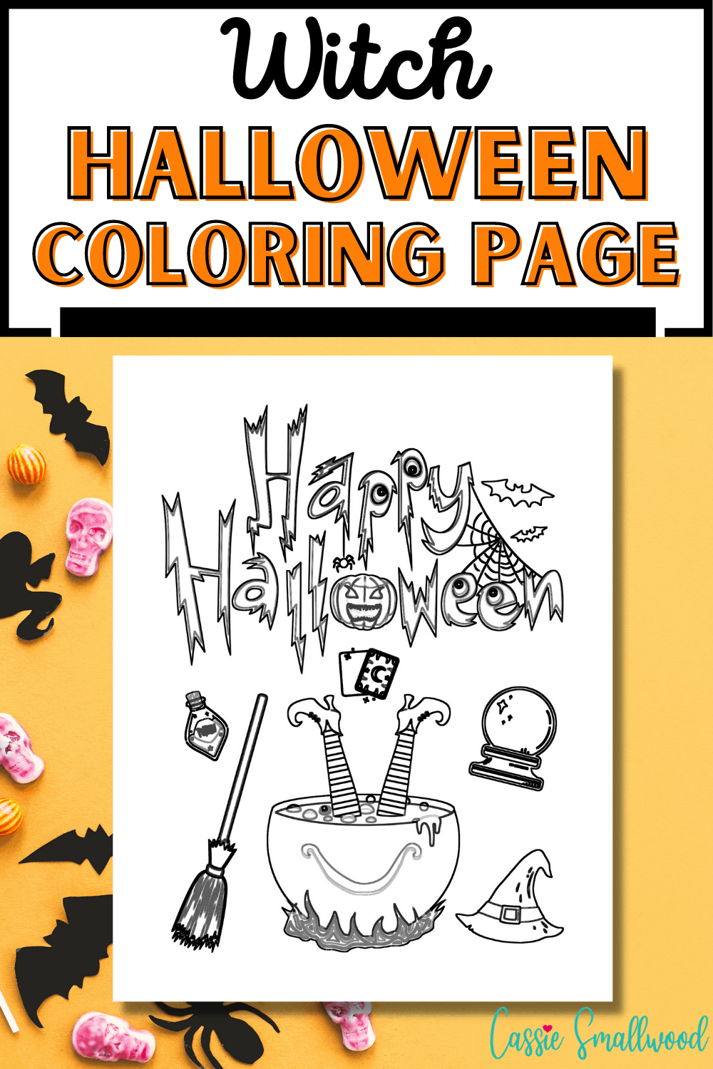 Witch Halloween Coloring Page For Kids
