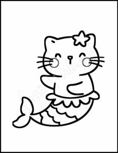 Kitty mermaid coloring page free printable pdf