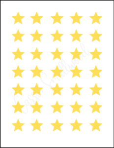 1 inch yellow 5 point star templates