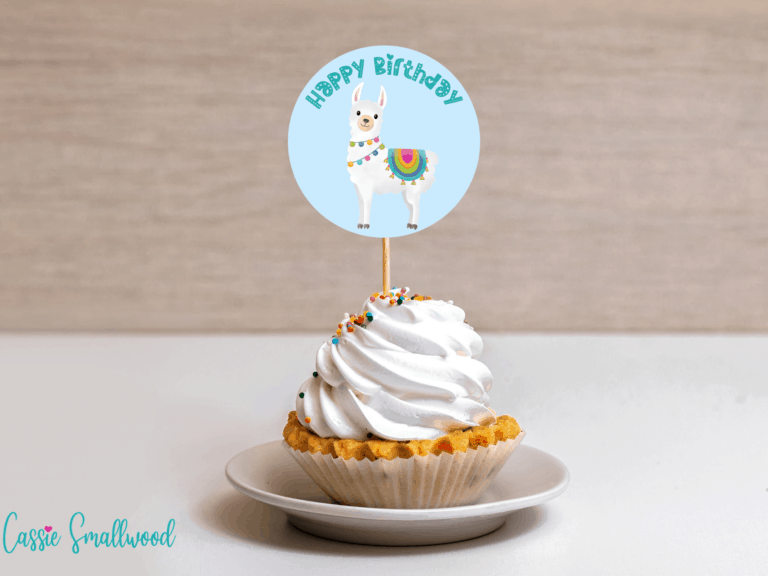 6 Adorable Free Printable Llama Cupcake Toppers - Cassie Smallwood
