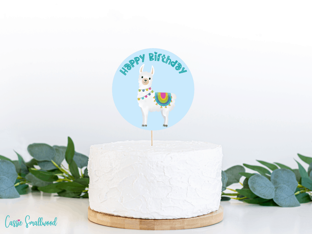 Llama birthday cake topper for boys free printable happy birthday cake topper