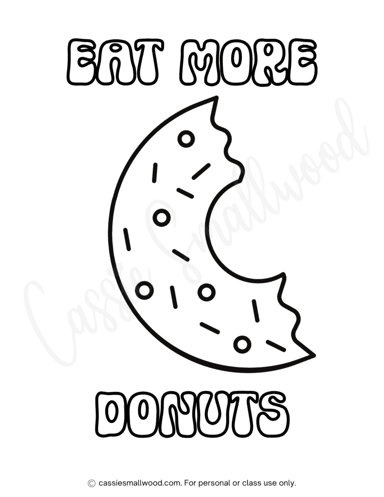 donut coloring page free printable pdf donut with bite taken out coloring sheet donut with sprinkles picture to color in