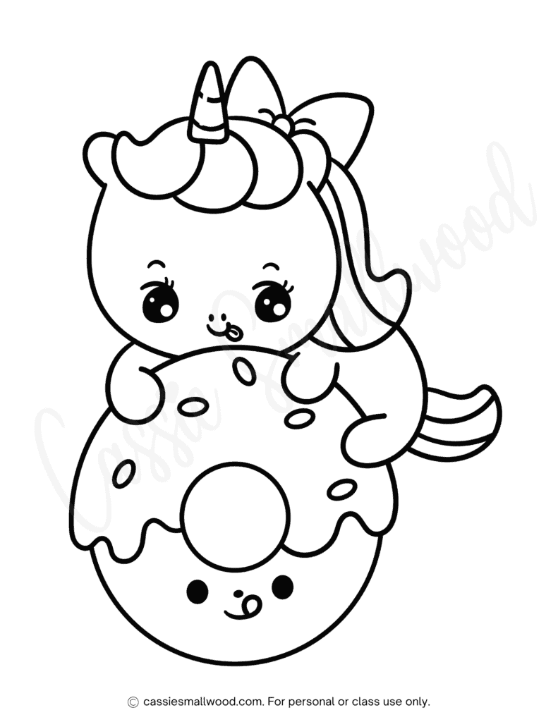 donut coloring picture free printable pdf unicorn donut coloring page for kids