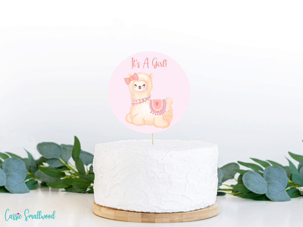 It's a girl llama baby shower cake topper printable free